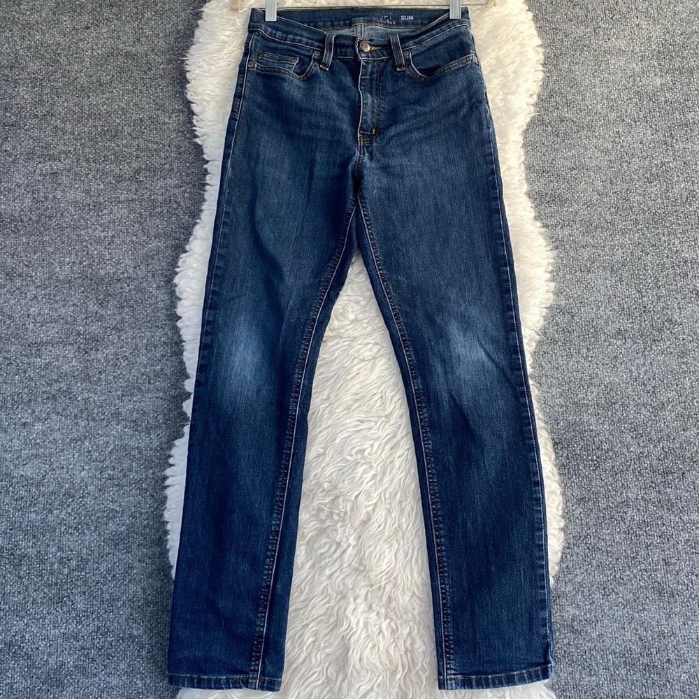 GEORGE MEN'S DARK WASH DENIM JEAN SLIM FIT MENSWEAR EDGY GRUNGE STREETWEAR